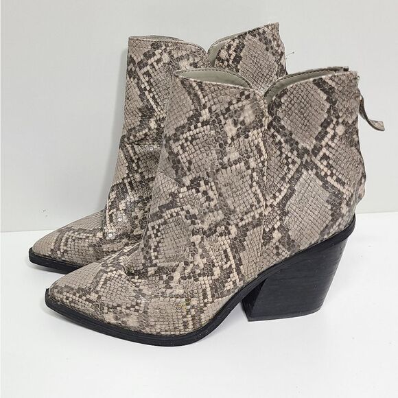 14th & Union Snakeskin Pattern Pointed Toe Ankle Boots/ Block Heel Size 8.5 - Picture 2 of 10